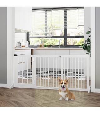 Barrera de Seguridad Extensible para Perros Valla Protección para Escaleras y Puertas 113-166x36x71 cm Blanco