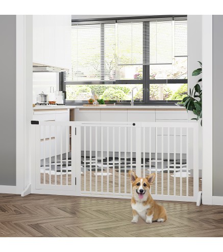 Barrera de Seguridad Extensible para Perros Valla Protección para Escaleras y Puertas 113-166x36x71 cm Blanco