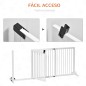 Barrera de Seguridad Extensible para Perros Valla Protección para Escaleras y Puertas 113-166x36x71 cm Blanco