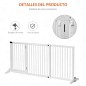 Barrera de Seguridad Extensible para Perros Valla Protección para Escaleras y Puertas 113-166x36x71 cm Blanco