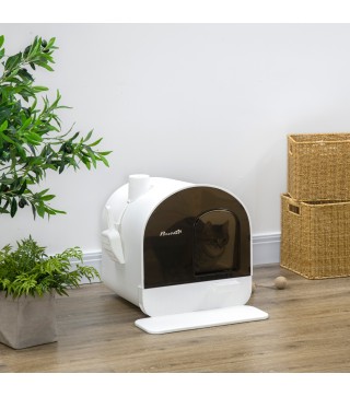 Arenero para Gatos Caja de Arena Cerrada para Gatos con Bandeja Extraíble Pala y Filtro 43x44x47 cm Blanco