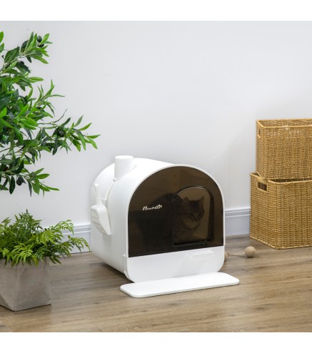 Arenero para Gatos Caja de Arena Cerrada para Gatos con Bandeja Extraíble Pala y Filtro 43x44x47 cm Blanco