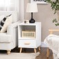 Mesita de Noche con 1 Cajón y Estante Mesa Auxiliar de Estilo Nórdico para Salón Dormitorio 40x40x62 cm Blanco