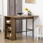 Mesa de Bar Extensible con 3 Estantes de Almacenamiento y Marco de Metal para Cocina Comedor 120x76x91,4cm Marrón