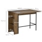 Mesa de Bar Extensible con 3 Estantes de Almacenamiento y Marco de Metal para Cocina Comedor 120x76x91,4cm Marrón