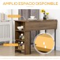 Mesa de Bar Extensible con 3 Estantes de Almacenamiento y Marco de Metal para Cocina Comedor 120x76x91,4cm Marrón