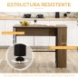 Mesa de Bar Extensible con 3 Estantes de Almacenamiento y Marco de Metal para Cocina Comedor 120x76x91,4cm Marrón
