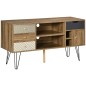 Mueble de TV Estilo Boho con Estantes 4 Cajones y Patas de Metal Mesa para TV de hasta 50'' 120x39x64 cm Marrón