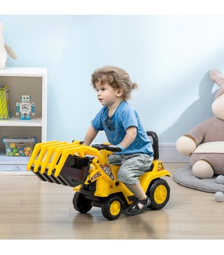 Correpasillos para +2 Años Excavadora de Juguete sin Pedales con Pala Móvil Bocina 83x27x39 cm Amarillo