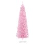 Árbol de Navidad Artificial Estrecho 180 cm con 390 Ramas y Base Desmontable Fácil de Montar Rosa