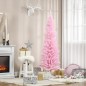 Árbol de Navidad Artificial Estrecho 180 cm con 390 Ramas y Base Desmontable Fácil de Montar Rosa