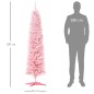 Árbol de Navidad Artificial Estrecho 180 cm con 390 Ramas y Base Desmontable Fácil de Montar Rosa
