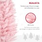 Árbol de Navidad Artificial Estrecho 180 cm con 390 Ramas y Base Desmontable Fácil de Montar Rosa