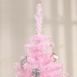 Árbol de Navidad Artificial Estrecho 180 cm con 390 Ramas y Base Desmontable Fácil de Montar Rosa