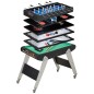 Mesa Multijuegos 6en1 para Niños de +7 Años con Ruedas Billar Futbolín Ping-Pong Anillas Hockey 120x88x79cm Negro