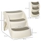 Escalera para Mascotas de 3 Peldaños Plegable Escalón para Perros Gatos para Cama Sofá 49x38x38 cm Crema