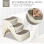 Escalera para Mascotas de 3 Peldaños Plegable Escalón para Perros Gatos para Cama Sofá 49x38x38 cm Crema