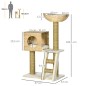 Árbol Rascador para Gatos Medianos Altura 100,5 cm Torre para Gatos con Cama Superior y Cueva de Totora