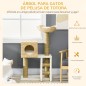 Árbol Rascador para Gatos Medianos Altura 100,5 cm Torre para Gatos con Cama Superior y Cueva de Totora