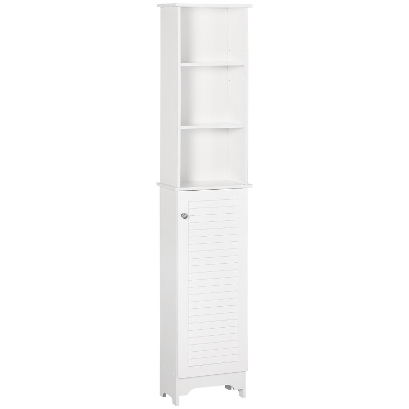 Armario Alto de Baño con Estantes Abiertos y Balda Interior Mueble Auxiliar de Almacenaje 34x20x165 cm Blanco