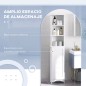 Armario Alto de Baño con Estantes Abiertos y Balda Interior Mueble Auxiliar de Almacenaje 34x20x165 cm Blanco