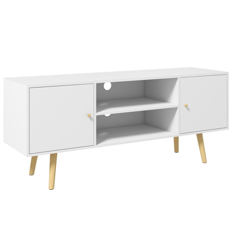 Mueble de TV con 2 Puertas 2 Estantes de Almacenamiento para Televisores de hasta 55 Pulgadas 120x34x50 cm Blanco