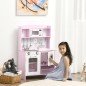 Cocina de Juguete de Madera para Niños de +3 Años Cocinita de Juguete con Luz y Sonidos 70x29x90 cm Rosa