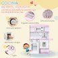 Cocina de Juguete de Madera para Niños de +3 Años Cocinita de Juguete con Luz y Sonidos 70x29x90 cm Rosa