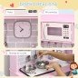 Cocina de Juguete de Madera para Niños de +3 Años Cocinita de Juguete con Luz y Sonidos 70x29x90 cm Rosa