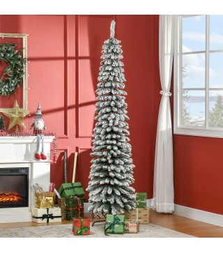 Árbol de Navidad Artificial 210 cm con Efecto Nevado con 490 Ramas Decoración Navideña para Interiores Verde