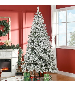 Árbol de Navidad Artificial 225 cm con Nieve Ignífugo con 1300 Ramas Decoración Navideña para Interiores Verde