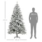 Árbol de Navidad Artificial 225 cm con Nieve Ignífugo con 1300 Ramas Decoración Navideña para Interiores Verde