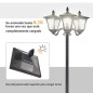 Farola Solar de Jardín con 3 Luces LED Impermeable IP44 Sensor de Noche Farol de Exterior 51,5x47x182,5cm Negro