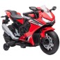 Moto Eléctrica con Licencia HONDA para 3-5 Años con Faros Bocina Música y Ruedas Auxiliares 90x44x52 cm Rojo