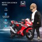 Moto Eléctrica con Licencia HONDA para 3-5 Años con Faros Bocina Música y Ruedas Auxiliares 90x44x52 cm Rojo