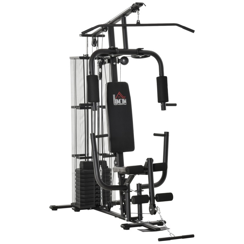 Máquina de Musculación con Estribo para Piernas Placas de Peso de 45 kg Carga Máx. 120 kg 150x110x210 cm Negro
