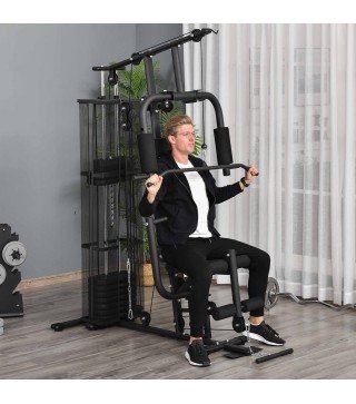 Máquina de Musculación con Estribo para Piernas Placas de Peso de 45 kg Carga Máx. 120 kg 150x110x210 cm Negro