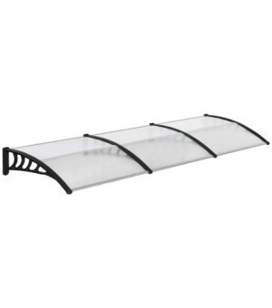 Marquesina Exterior para Puertas y Ventanas 303x96 cm Tejadillo de Protección Policarbonato Transparente