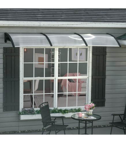 Marquesina Exterior para Puertas y Ventanas 303x96 cm Tejadillo de Protección Policarbonato Transparente