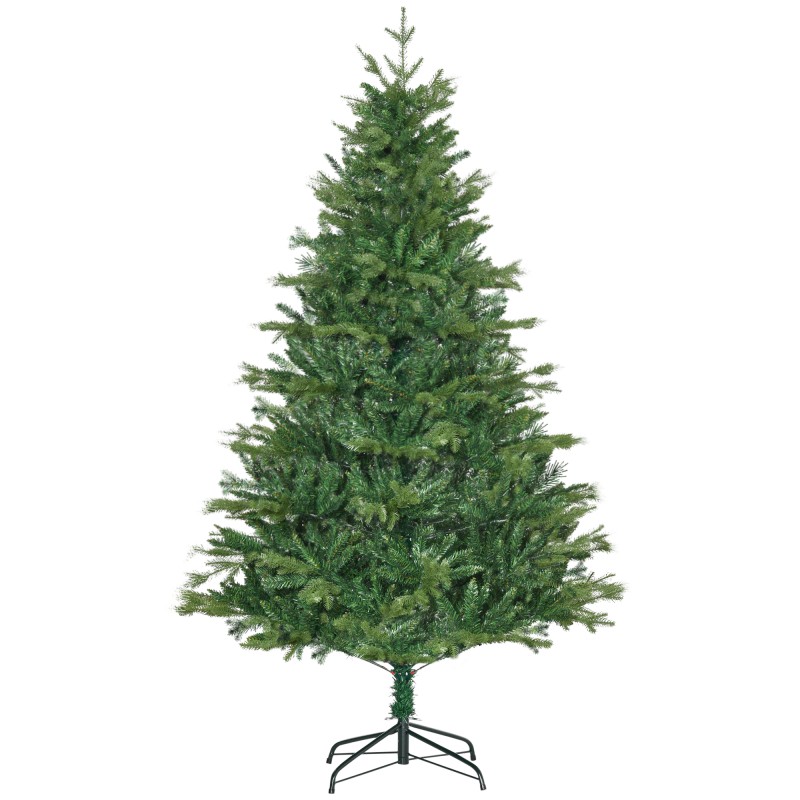 Árbol de Navidad Artificial 180 cm con 1443 Ramas y Base Plegable Decoración Navideña para Interiores Verde