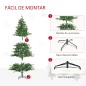 Árbol de Navidad Artificial 180 cm con 1443 Ramas y Base Plegable Decoración Navideña para Interiores Verde