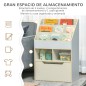 Estantería Infantil de Madera con 3 Compartimentos 2 Cubos y Cajón Móvil con 4 Ruedas 60x29,9x90 cm Gris