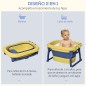 Bañera Plegable para Bebé Bañera Portátil para Niños con Patas Antideslizantes 75,3x55,4x43 cm Amarillo y Azul