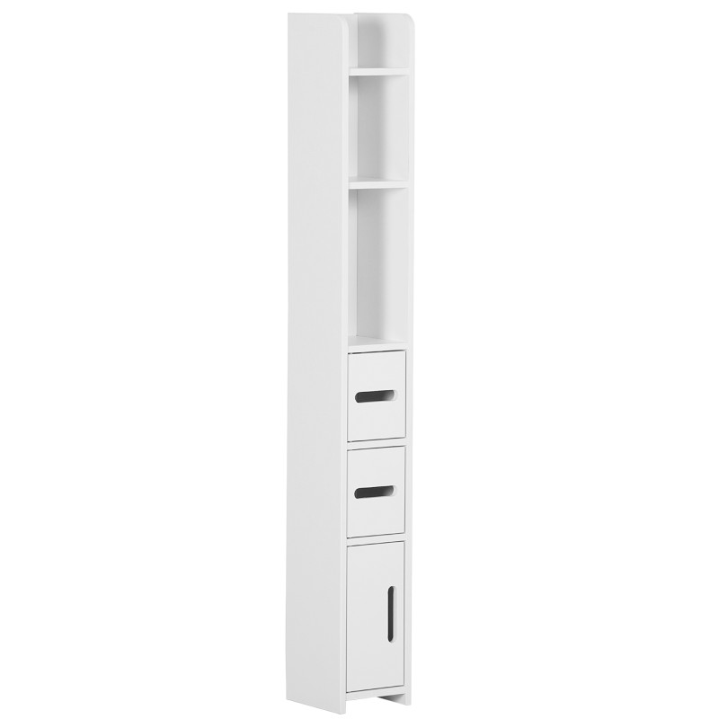 Columna Baño con 3 Puertas y 3 Estantes Mueble Auxiliar Alto de Estilo Moderno 15x17x120cm Blanco
