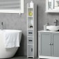 Columna Baño con 3 Puertas y 3 Estantes Mueble Auxiliar Alto de Estilo Moderno 15x17x120cm Blanco y Gris