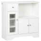 Aparador de Cocina Moderno con Puerta de Vidrio Mueble Auxiliar de Almacenaje para Comedor 80x30x82 cm Blanco