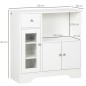 Aparador de Cocina Moderno con Puerta de Vidrio Mueble Auxiliar de Almacenaje para Comedor 80x30x82 cm Blanco