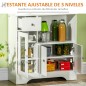 Aparador de Cocina Moderno con Puerta de Vidrio Mueble Auxiliar de Almacenaje para Comedor 80x30x82 cm Blanco