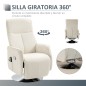 Sillón de Masaje Eléctrico con Reposapiés Sillón Relax Giratorio y Reclinable con Mando 68,5x77x117 cm Crema