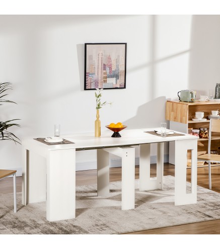 Mesa de Comedor Extensible para 4-6 Personas Mesa Auxiliar Multifuncional para Estudio Cocina 180x85x75 cm Blanco